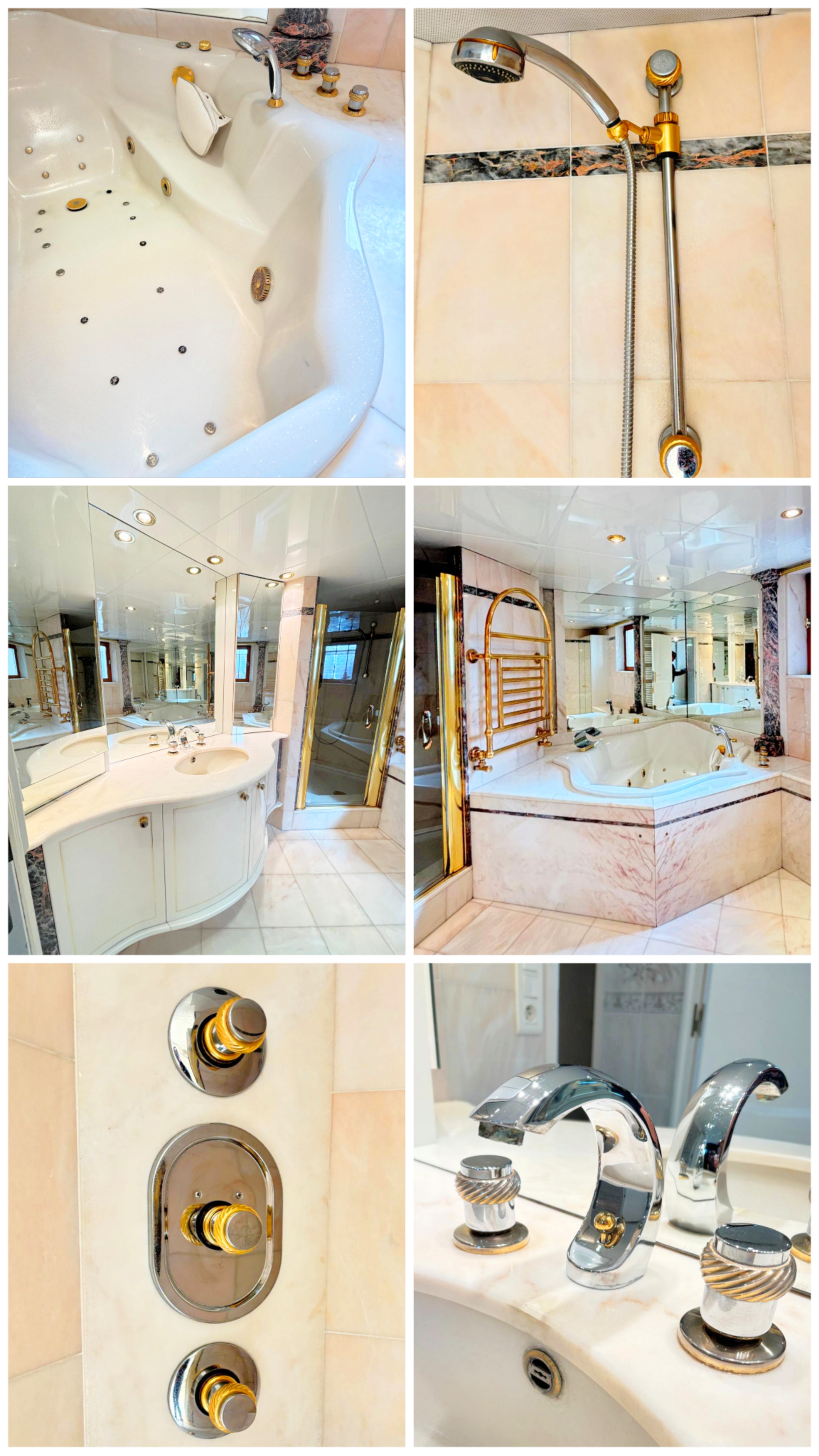 Salle de bain de luxe nettoyée — baignoire, douche, lavabo