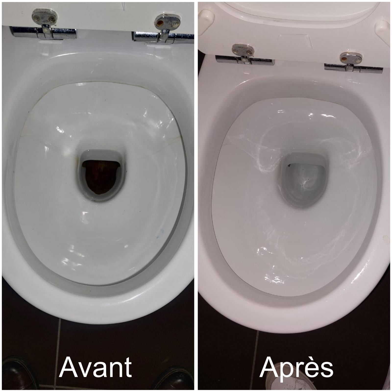 Sanitaires avant après — WC désinfectés